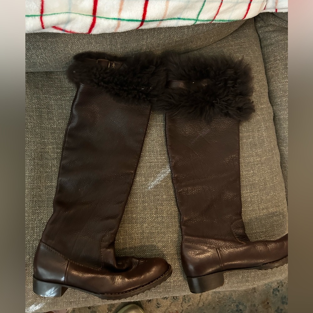 Henry Beguelin Leather Boots with the fur 🤩 size 37